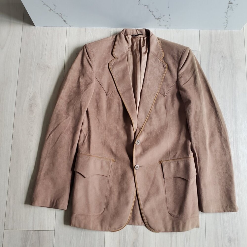H Bar C Ranchwear Western Blazer Mens M Brown Suede Union USA Made Cowboy Jacket